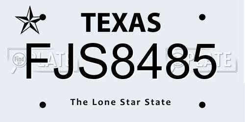 FJS8485 Texas License Plate