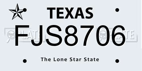 FJS8706 Texas License Plate