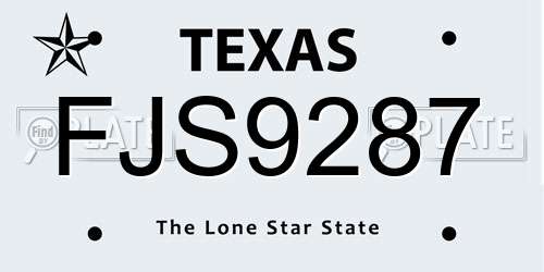 FJS9287 Texas License Plate