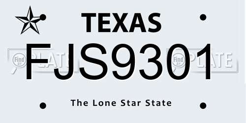 FJS9301 Texas License Plate