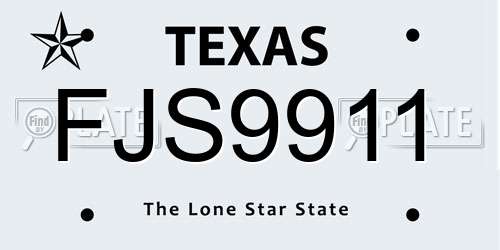 FJS9911 Texas License Plate