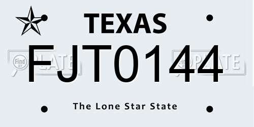 FJT0144 Texas License Plate