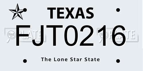FJT0216 Texas License Plate