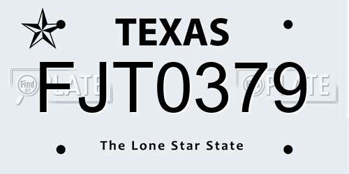 FJT0379 Texas License Plate