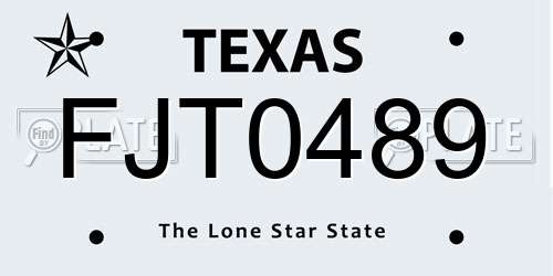 FJT0489 Texas License Plate