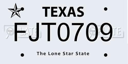FJT0709 Texas License Plate