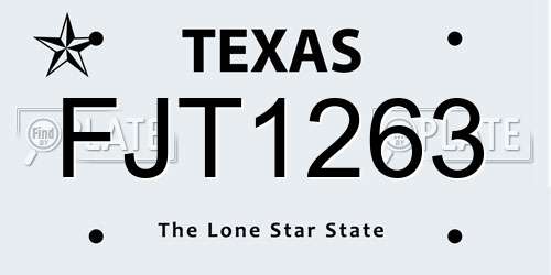 FJT1263 Texas License Plate