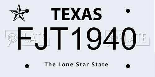 FJT1940 Texas License Plate