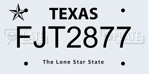 FJT2877 Texas License Plate