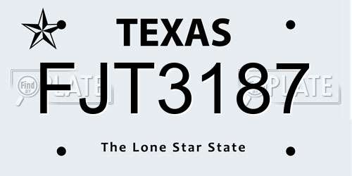 FJT3187 Texas License Plate