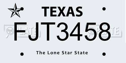 FJT3458 Texas License Plate
