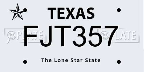 FJT357 Texas License Plate