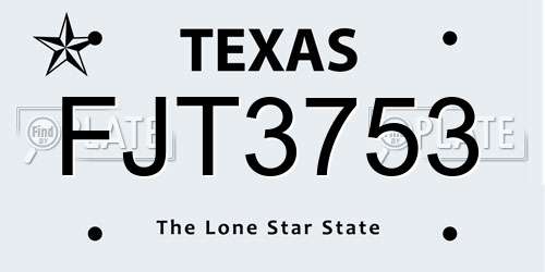 FJT3753 Texas License Plate