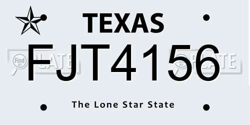 FJT4156 Texas License Plate