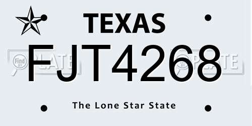 FJT4268 Texas License Plate