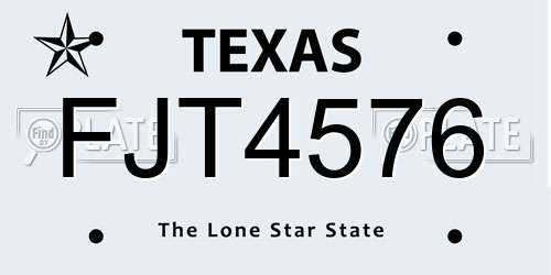 FJT4576 Texas License Plate