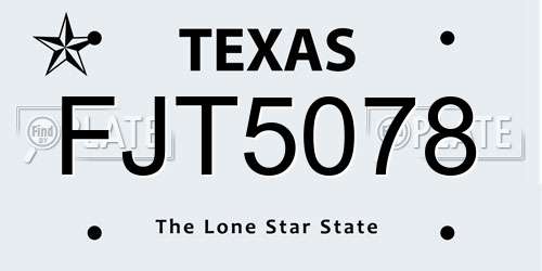 FJT5078 Texas License Plate