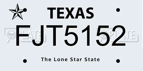 FJT5152 Texas License Plate