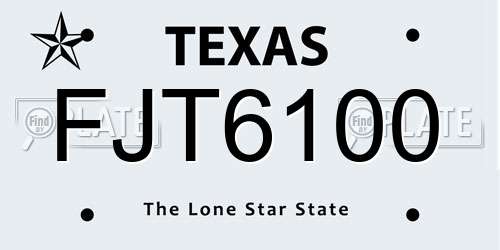 FJT6100 Texas License Plate