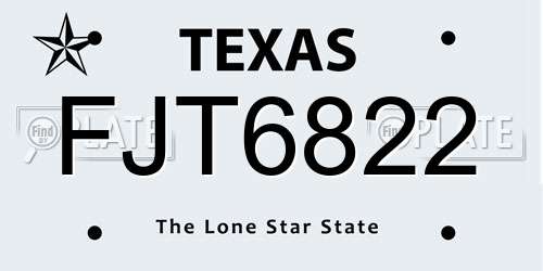 FJT6822 Texas License Plate