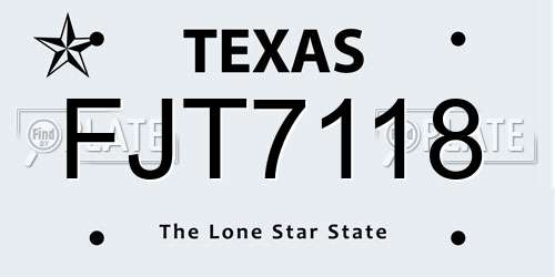 FJT7118 Texas License Plate