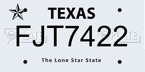 FJT7422 Texas License Plate