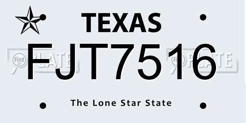 FJT7516 Texas License Plate