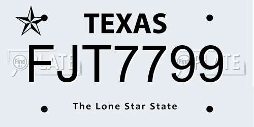 FJT7799 Texas License Plate