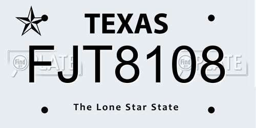 FJT8108 Texas License Plate