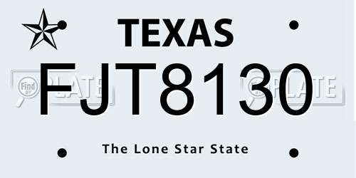FJT8130 Texas License Plate