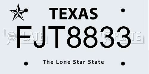 FJT8833 Texas License Plate
