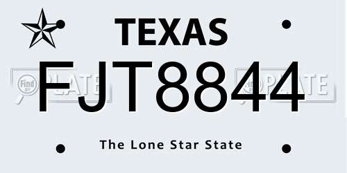 FJT8844 Texas License Plate