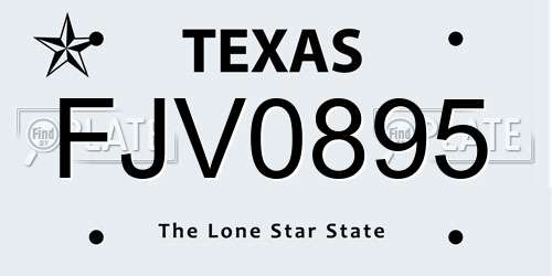 FJV0895 Texas License Plate