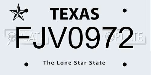 FJV0972 Texas License Plate
