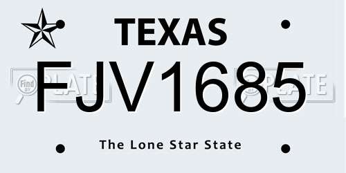 FJV1685 Texas License Plate