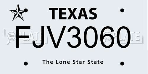 FJV3060 Texas License Plate