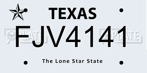FJV4141 Texas License Plate