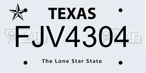 FJV4304 Texas License Plate