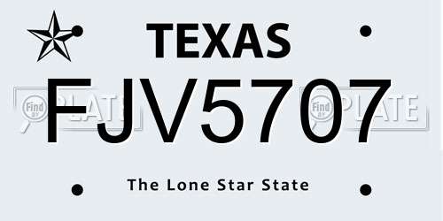 FJV5707 Texas License Plate
