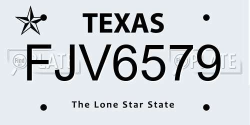 FJV6579 Texas License Plate