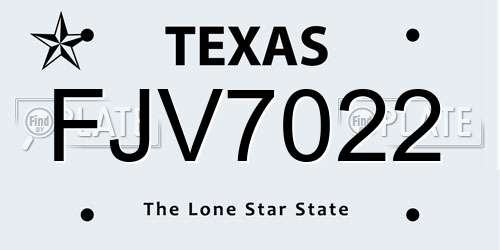 FJV7022 Texas License Plate