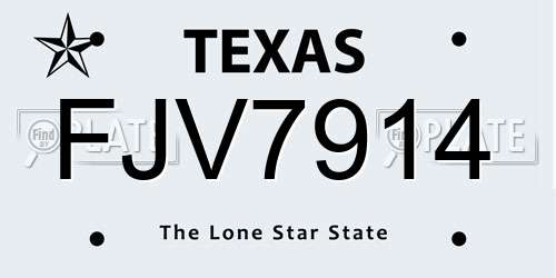 FJV7914 Texas License Plate