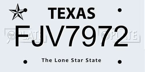 FJV7972 Texas License Plate
