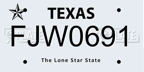 FJW0691 Texas License Plate