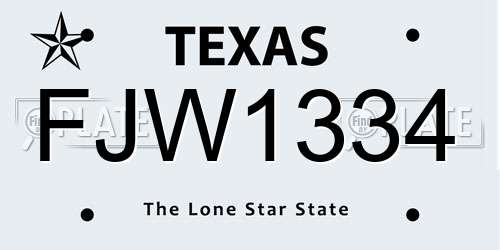 FJW1334 Texas License Plate