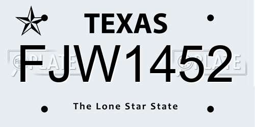 FJW1452 Texas License Plate