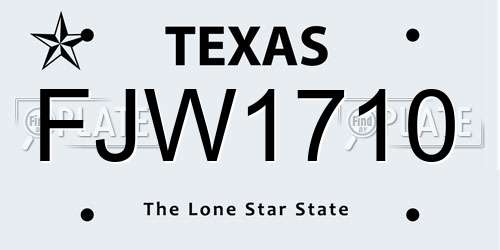 FJW1710 Texas License Plate