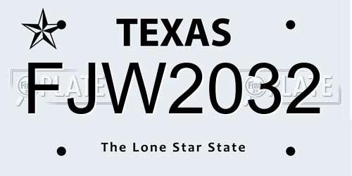 FJW2032 Texas License Plate