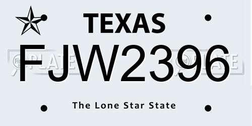 FJW2396 Texas License Plate