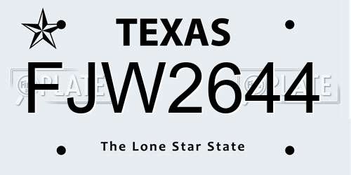 FJW2644 Texas License Plate